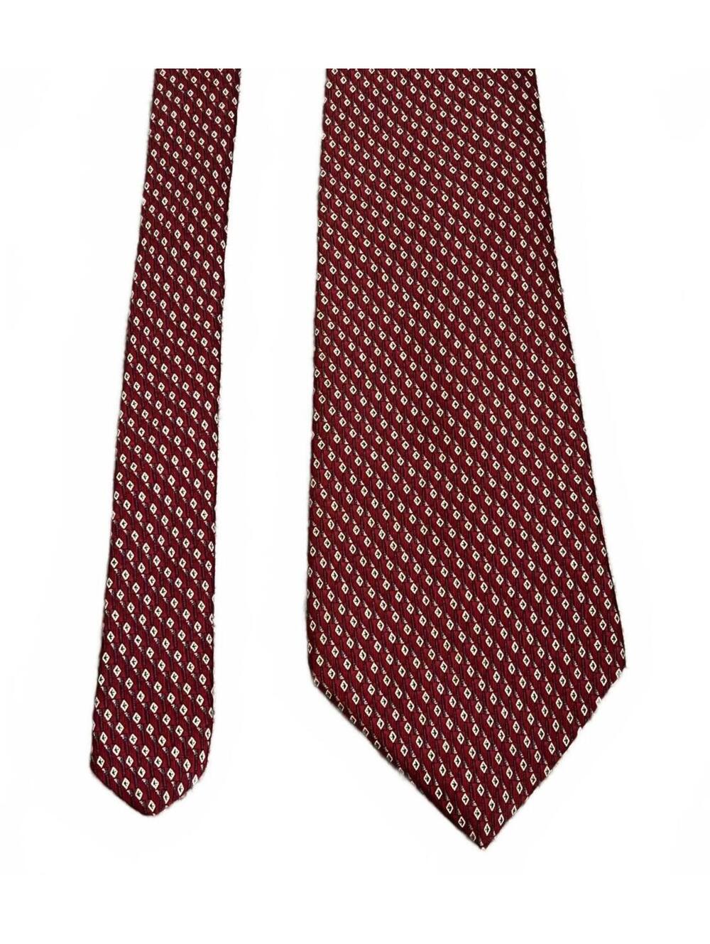 Oscar de la Renta Burgundy Patterned Silk Tie